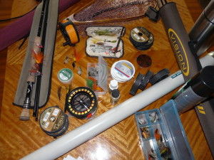 Some rods, reels, tippet and big flies